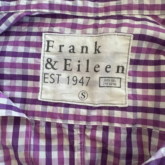 Frank and Eileen Purple Gingham Barry Long Sleeve Shirt  Small  100% Cotton - Picture 3 of 5